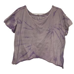 FREE PEOPLE JUST BE CHILL CUSTOM TIE DYE SET Purple Shorts Top S Cotton Pockets